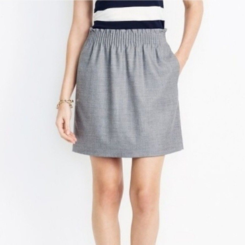 𝅺J. CREW Paperbag Wool Blend Mini Skirt Gray - Picture 2 of 10